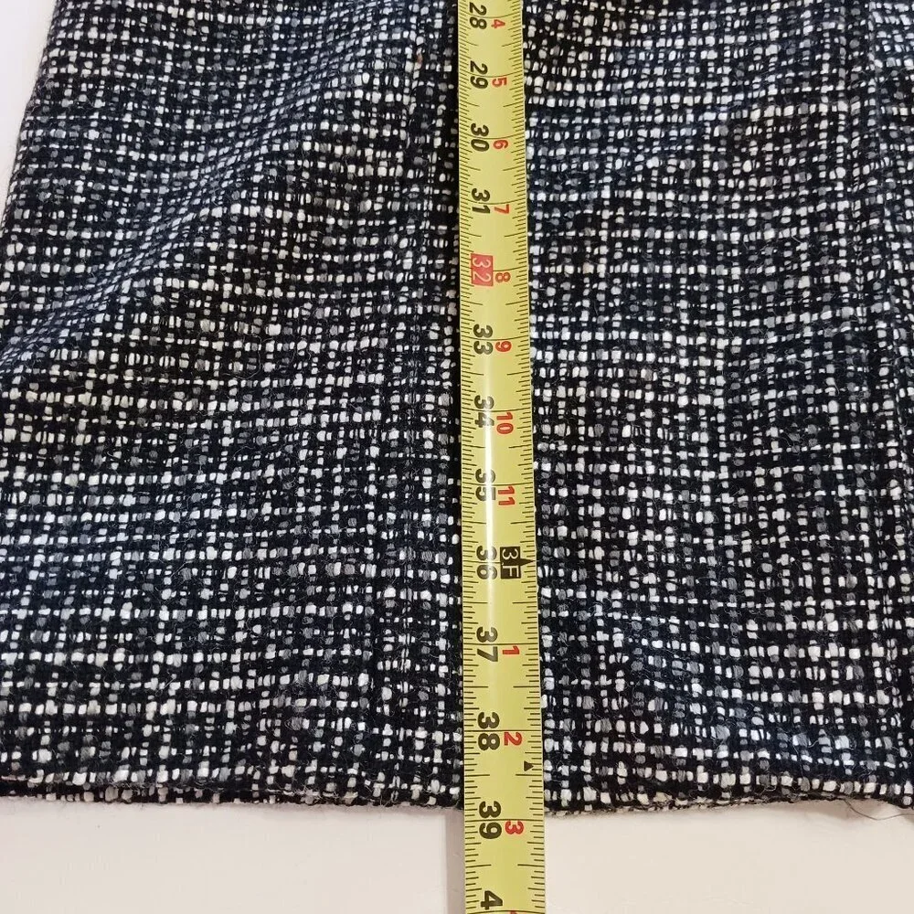 Gap Black White Tweed Coat Large Longline Warm Winter